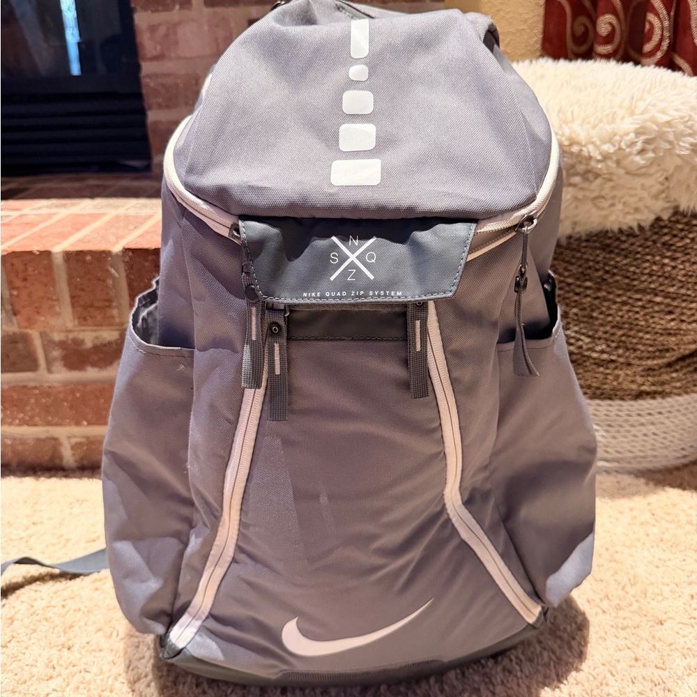 Nike Light Gray and White Elite Backpack